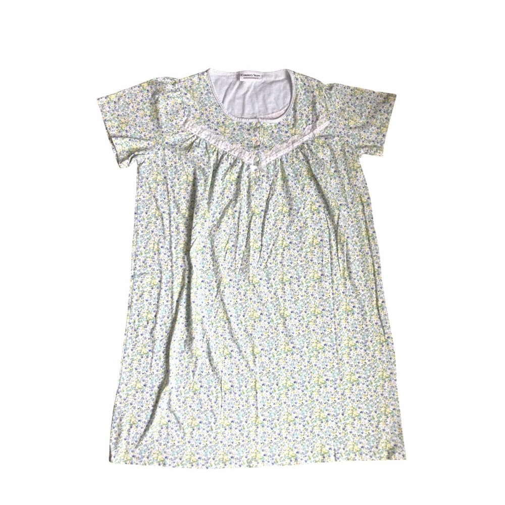 Country Store Traditional Floral Lace Trim Short‎ Sleeve Nightgown Size L/XL